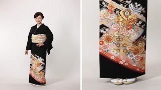 黒留袖 刺繍 着物 正絹 黒色 金糸 銀糸 激安 豪華 最高級品 袋帯