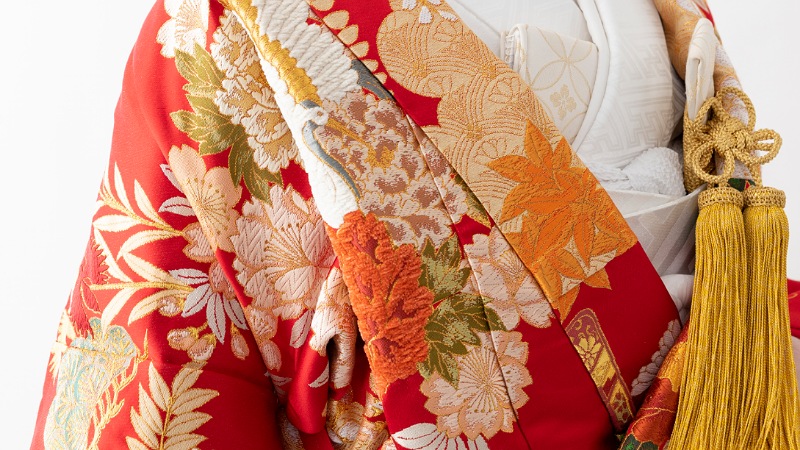 色打掛 婚礼 結婚式 孔雀 雉 花車 御所車 刺繍 花魁 花嫁衣裳（色打掛  