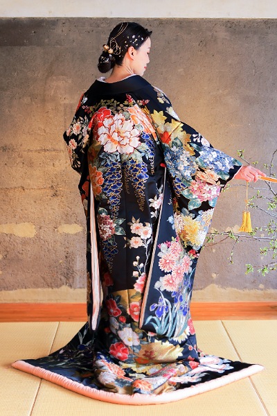 着物ふぁんた□銀通し　光琳暈し　押し花加工　花尽くし　リボン　逸品　お太鼓柄袋帯　未使用品　美品 k1197 光琳水に四季花束文様単衣訪問着 70,000円(税込)着物22-05-35ご売約済