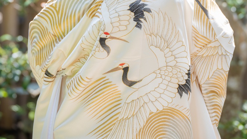 ♪IDN即決♪ アンティーク 波に群鶴模様織り出し花嫁衣装白無垢掛下 新作 白無垢「雲取群鶴飛翔文」TANAN丹庵 - TANAN 丹庵