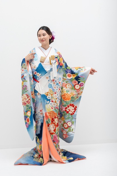 色打掛「清香束熨斗藍色ぼかし」 TANAN丹庵 京都結婚式 花嫁衣裳 