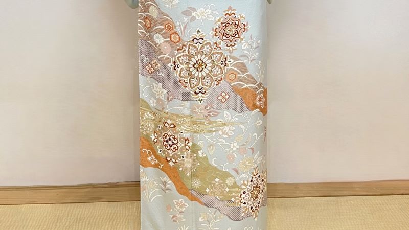 色留袖「唐花華文（ブルー）」　TANAN丹庵